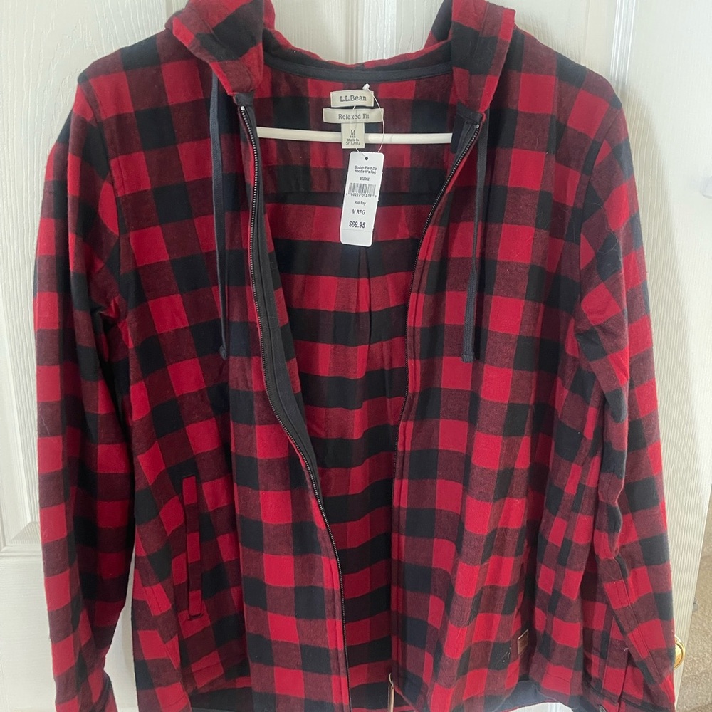 L.L. Bean Women's Scotch Plaid Flannel Shirt, Relaxed Zip Hoodie